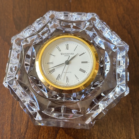 Waterford Crystal Octagonal Roman Numeral Desk Clock - Picture 6 of 13